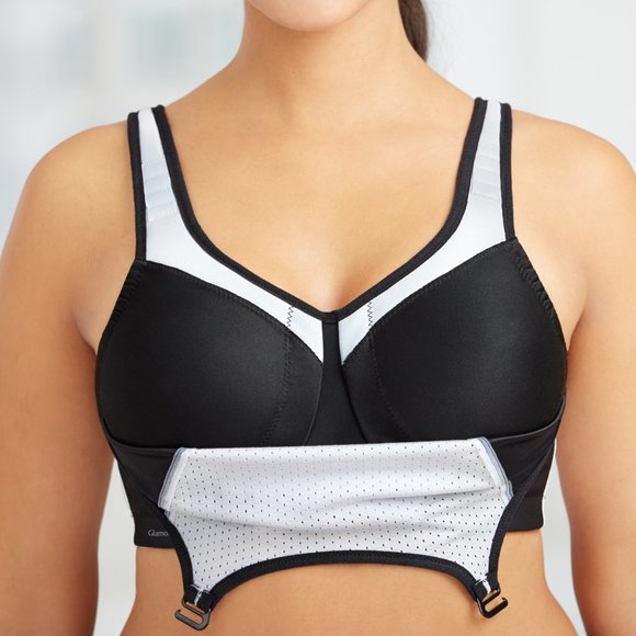Glamorise SPORT Bra 32F (DOUBLE-LAYER) Wicking (PADDED-STRAPS) WHITE NEW - Picture 8 of 14